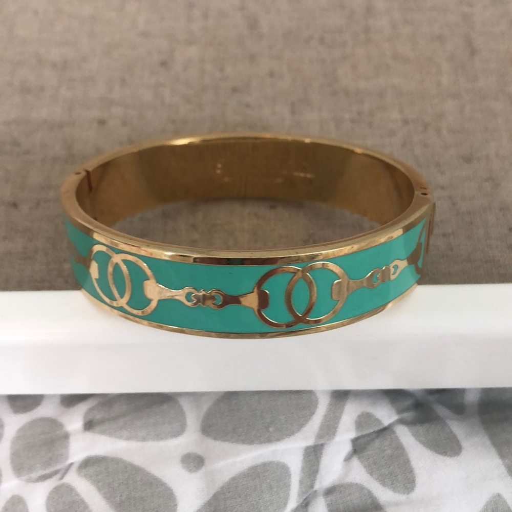 Turquoise and Gold Bangle